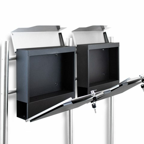 SKRZYNKA NA LISTY PODWÓJNA Z GAZETNIKIEM 2szt POST NOWOCZESNA NA SŁUPKU STOJĄCA