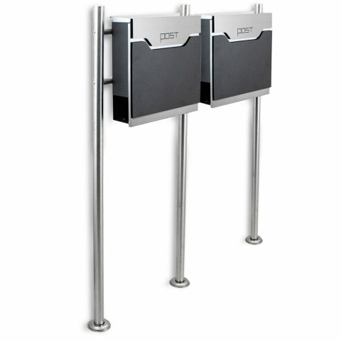 SKRZYNKA NA LISTY PODWÓJNA Z GAZETNIKIEM 2szt POST NOWOCZESNA NA SŁUPKU STOJĄCA