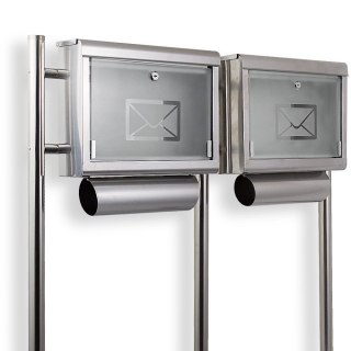 SKRZYNKA POCZTOWA LISTY STAL NIERDZEWNA PODWÓJNA ZE STOJAKAMI