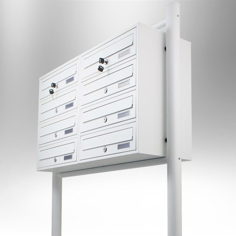 SKRZYNKA POCZTOWA LOKATORSKA 2X4 STAL NIERDZEWNA BIAŁA LOKATORKA