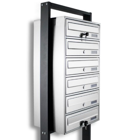 SKRZYNKA POCZTOWA LOKATORSKA 6 STAL NIERDZEWNA Z WRZUTNIKIEM