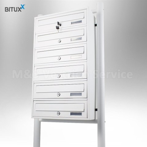 SKRZYNKA POCZTOWA LOKATORSKA BITUXX BIAŁA 6 WRZUTÓW NA LISTY
