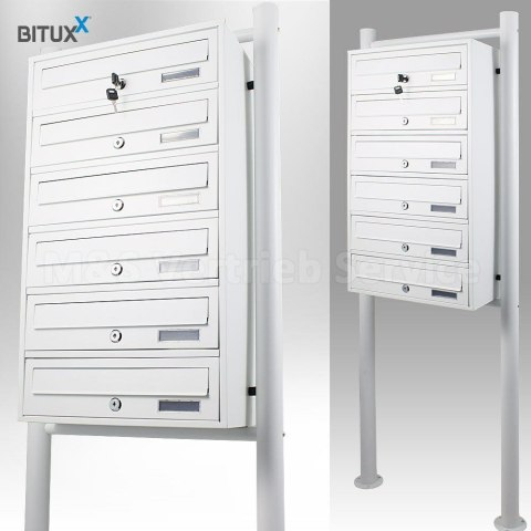 SKRZYNKA POCZTOWA LOKATORSKA BITUXX BIAŁA 6 WRZUTÓW NA LISTY