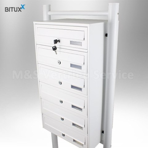 SKRZYNKA POCZTOWA LOKATORSKA BITUXX BIAŁA 6 WRZUTÓW NA LISTY