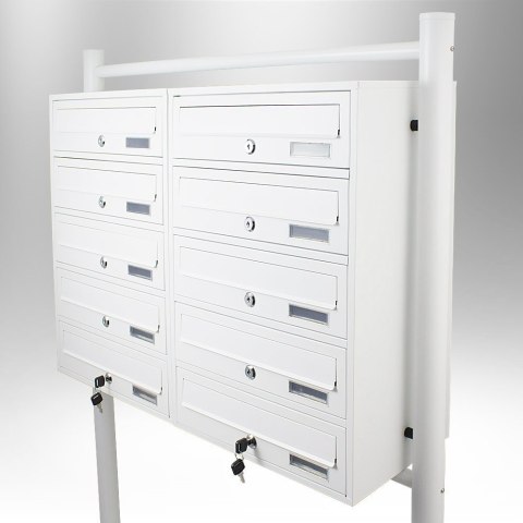 SKRZYNKA POCZTOWA NA LISTY LOKATORSKA 2x5 BIAŁA STAL NIERDZEWNA