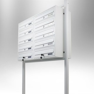 SKRZYNKA POCZTOWA NA LISTY LOKATORSKA 2x5 BIAŁA STAL NIERDZEWNA