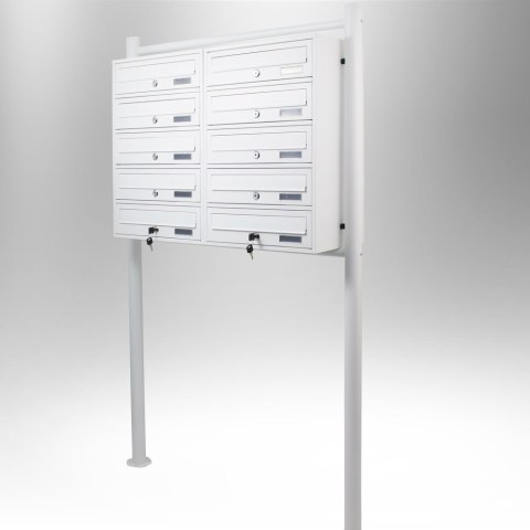 SKRZYNKA POCZTOWA NA LISTY LOKATORSKA 2x5 BIAŁA STAL NIERDZEWNA