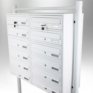 SKRZYNKA POCZTOWA NA LISTY LOKATORSKA 2x6 BIAŁA STAL NIERDZEWNA