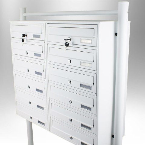 SKRZYNKA POCZTOWA NA LISTY LOKATORSKA 2x6 BIAŁA STAL NIERDZEWNA