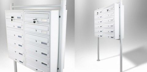 SKRZYNKA POCZTOWA NA LISTY LOKATORSKA 2x6 BIAŁA STAL NIERDZEWNA