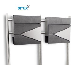 Podwójna wolnostojąca skrzynka na listy BITUXX – zestaw 2 szt. z gazetnikiem i stojakiem