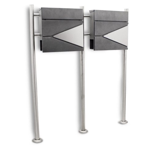 Podwójna wolnostojąca skrzynka na listy BITUXX – zestaw 2 szt. z gazetnikiem i stojakiem