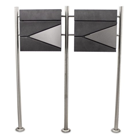 Podwójna wolnostojąca skrzynka na listy BITUXX – zestaw 2 szt. z gazetnikiem i stojakiem