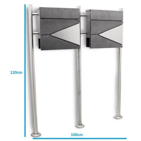 Podwójna wolnostojąca skrzynka na listy BITUXX – zestaw 2 szt. z gazetnikiem i stojakiem