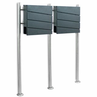 SKRZYNKA POCZTOWA NA LISTY PODWÓJNA NA STOJAKU INOX Z GAZETNIKIEM GRAFITOWE