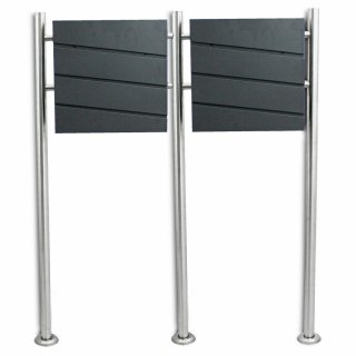 SKRZYNKA POCZTOWA NA LISTY PODWÓJNA NA STOJAKU INOX Z GAZETNIKIEM GRAFITOWE