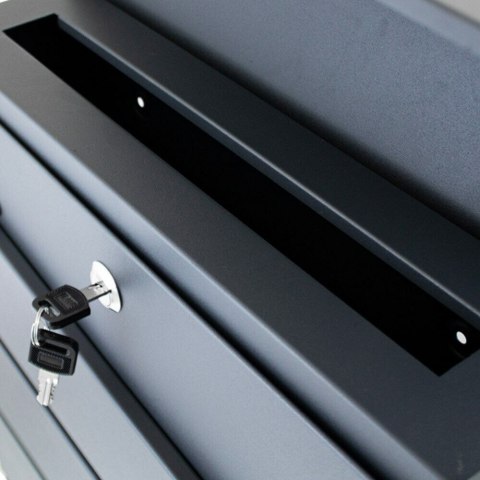 SKRZYNKA POCZTOWA NA LISTY PODWÓJNA NA STOJAKU INOX Z GAZETNIKIEM GRAFITOWE