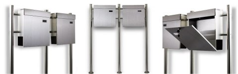 SKRZYNKA POCZTOWA NA LISTY PODWÓJNA NA STOJAKU Z GAZETNIKIEM