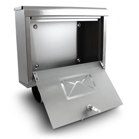 SKRZYNKA POCZTOWA NA LISTY ZE STALI INOX ORAZ SZKŁA + GAZETNIK