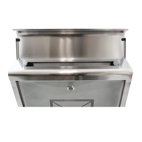 SKRZYNKA POCZTOWA NA LISTY ZE STALI INOX ORAZ SZKŁA + GAZETNIK