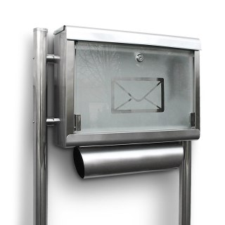SKRZYNKA POCZTOWA NA LISTY ZE STOJAKAMI METALICZNA Z GAZETNIKIEM