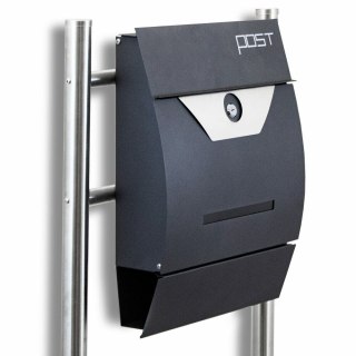 SKRZYNKA POCZTOWA STOJĄCA GRAFITOWA POST DUŻA 1 OKIENKO WGLĄDOWE MODNY DESING