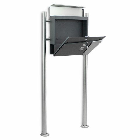 SKRZYNKA POCZTOWA W STYLU NOWOCZESNYM NA STOJAKU ZE STALI NIERDZEWNEJ