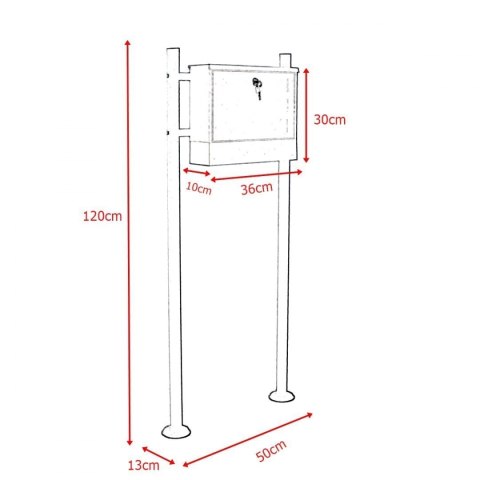 SKRZYNKA POCZTOWA Z GAZETNIKIEM NA LISTY WOLNOSTOJĄCA NA STOJAKU