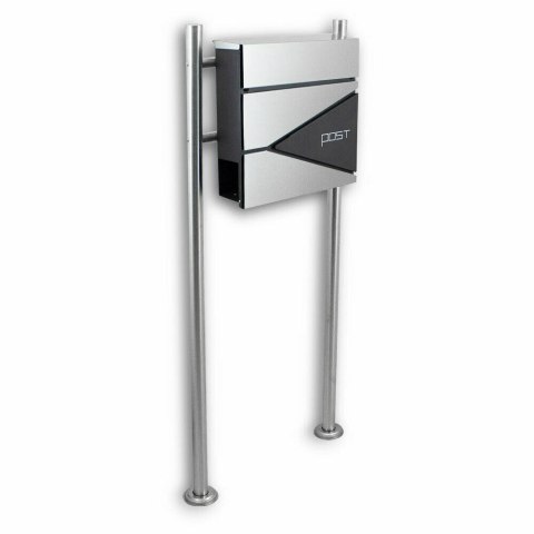 Nowoczesna wolnostojąca skrzynka pocztowa na stojaku ze stali inox z gazetnikiem stylowa ochrona listów i prasy