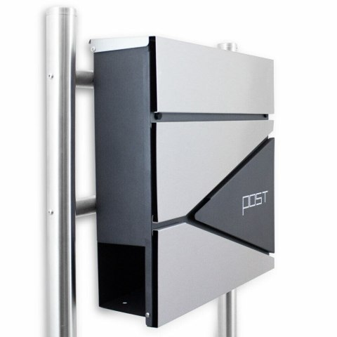 Nowoczesna wolnostojąca skrzynka pocztowa na stojaku ze stali inox z gazetnikiem stylowa ochrona listów i prasy