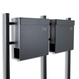 SKRZYNKA PODWÓJNA POCZTOWA NA LISTY WOLNOSTOJĄCA Z GAZETNIKIEM GRAFITOWA