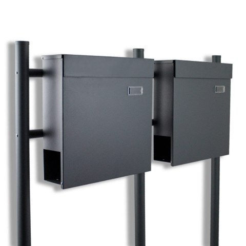 SKRZYNKA PODWÓJNA POCZTOWA NA LISTY WOLNOSTOJĄCA Z GAZETNIKIEM GRAFITOWA