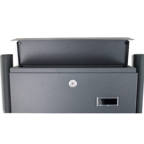 SKRZYNKA PODWÓJNA POCZTOWA NA LISTY WOLNOSTOJĄCA Z GAZETNIKIEM GRAFITOWA