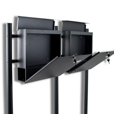 SKRZYNKA PODWÓJNA POCZTOWA NA LISTY WOLNOSTOJĄCA Z GAZETNIKIEM GRAFITOWA