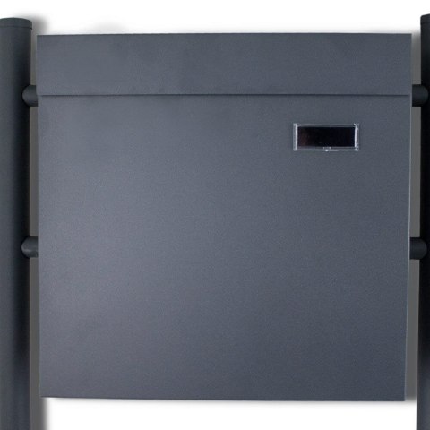 SKRZYNKA PODWÓJNA POCZTOWA NA LISTY WOLNOSTOJĄCA Z GAZETNIKIEM GRAFITOWA