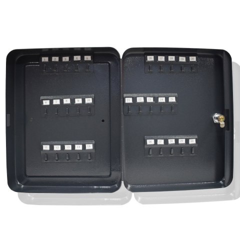 SKRZYNKA SEJF SZAFKA NA KLUCZE 30 HACZYKÓW GRAFITOWA ZAMYKANA