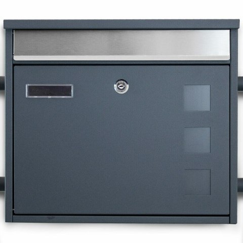 SOLIDNA SKRZYNKA NA LISTY GRAFITOWA ZE STOJAKIEM DUŻA A4 NA KLUCZ