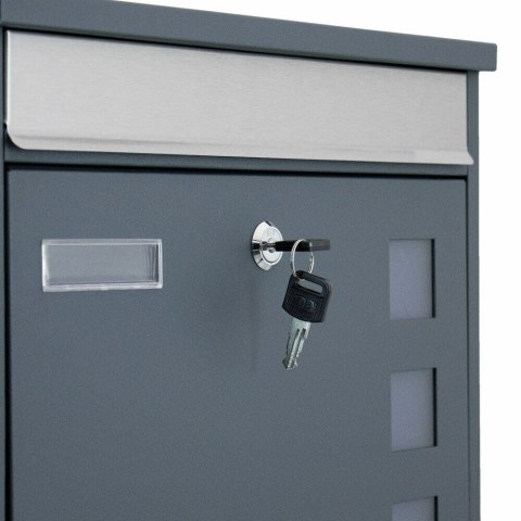 SOLIDNA SKRZYNKA NA LISTY GRAFITOWA ZE STOJAKIEM DUŻA A4 NA KLUCZ