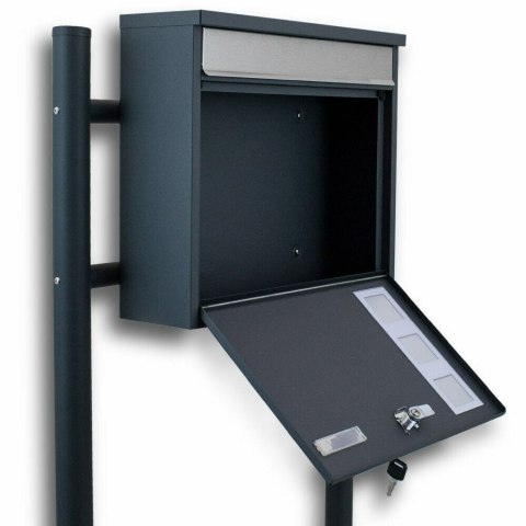 SOLIDNA SKRZYNKA NA LISTY GRAFITOWA ZE STOJAKIEM DUŻA A4 NA KLUCZ