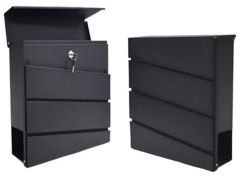 SOLIDNA SKRZYNKA NA LISTY POCZTOWA CZARNA Z GAZETNIKIEM NOWOCZESNA