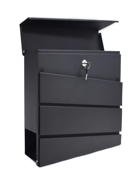 SOLIDNA SKRZYNKA NA LISTY POCZTOWA CZARNA Z GAZETNIKIEM NOWOCZESNA