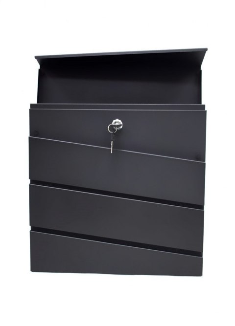 SOLIDNA SKRZYNKA NA LISTY POCZTOWA CZARNA Z GAZETNIKIEM NOWOCZESNA