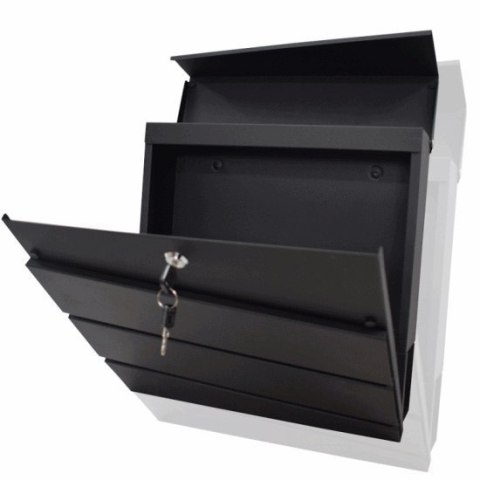 SOLIDNA SKRZYNKA NA LISTY POCZTOWA CZARNA Z GAZETNIKIEM NOWOCZESNA