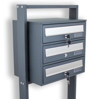 SOLIDNA SKRZYNKA POCZTOWA NA LISTY LOKATORSKA 3 WRZUTY CIEMNOSZARA