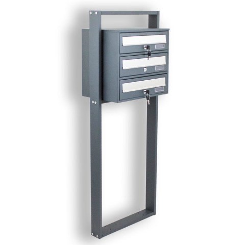 SOLIDNA SKRZYNKA POCZTOWA NA LISTY LOKATORSKA 3 WRZUTY CIEMNOSZARA