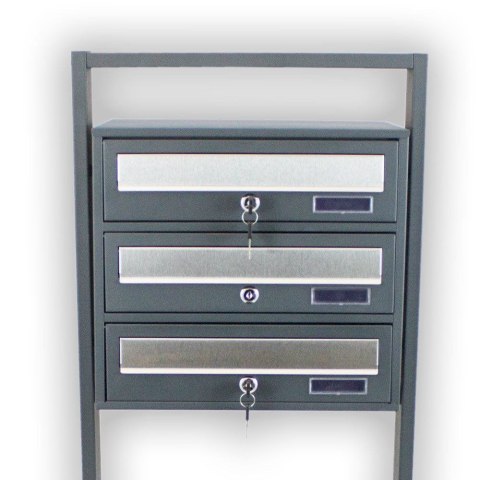 SOLIDNA SKRZYNKA POCZTOWA NA LISTY LOKATORSKA 3 WRZUTY CIEMNOSZARA