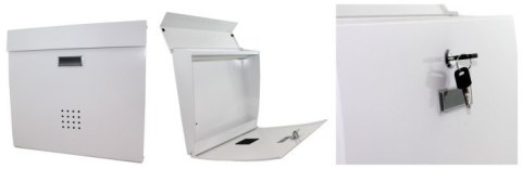 SOLIDNA SKRZYNKA POCZTOWA NA LISTY NAŚCIENNA BIAŁA 2 KLUCZYKI