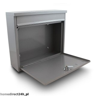 SOLIDNA SKRZYNKA POCZTOWA NA LISTY NAŚCIENNA SREBRNA STALOWA