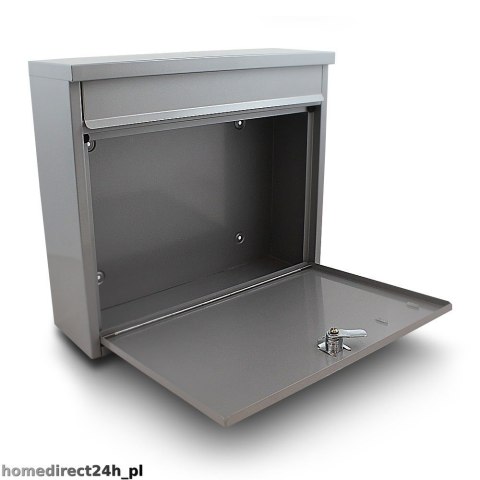 SOLIDNA SKRZYNKA POCZTOWA NA LISTY NAŚCIENNA SREBRNA STALOWA