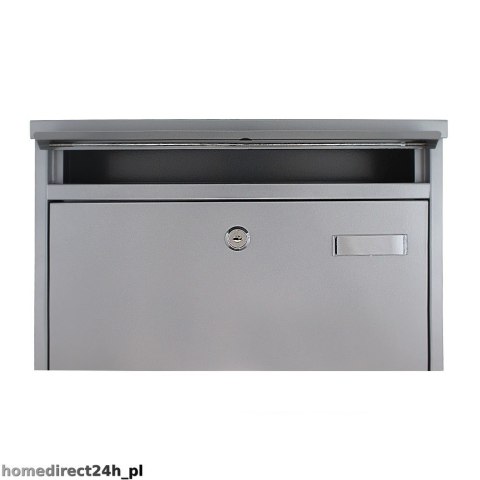 SOLIDNA SKRZYNKA POCZTOWA NA LISTY NAŚCIENNA SREBRNA STALOWA